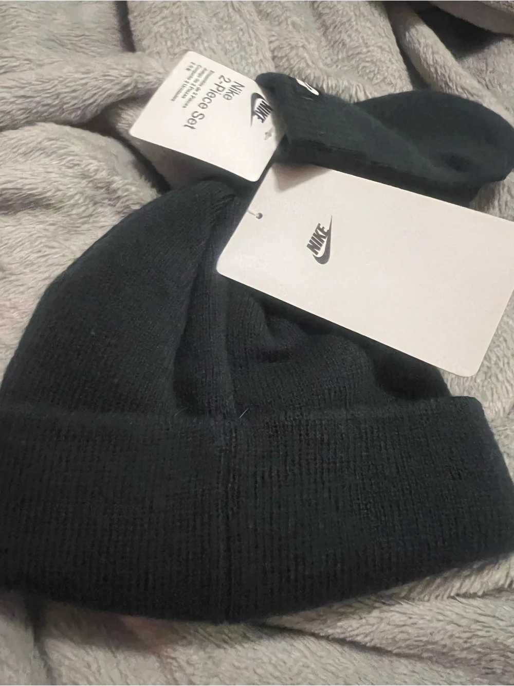 Nike Dark Navy, Infant, 2 Piece Knit Hat & Mittens, new with tags - Picture 5 of 8